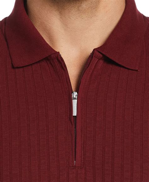 Quarter Zip Ribbed Polo Perry Ellis