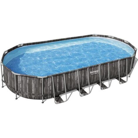 Bestway Piscina Ovale Fuoriterra Power Steel Effetto Legno M X