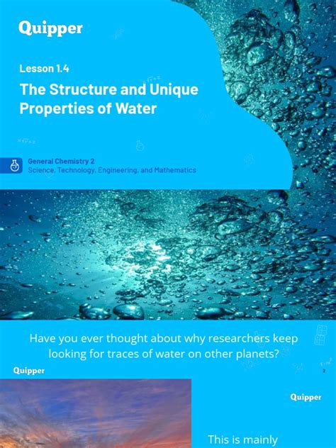 The Structure and Unique Properties of Water: Lesson 1.4 | PDF ... 
