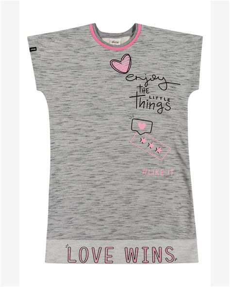 Riachuelo Vestido Moletom Rajado Infantil Menina Love Wins Mescla Elian