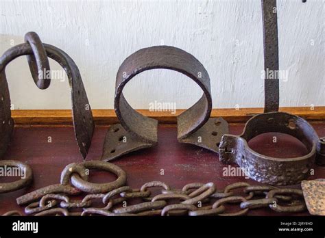 Ancient Instruments Of Torture Used To Torture Slaves In Brazil Stock