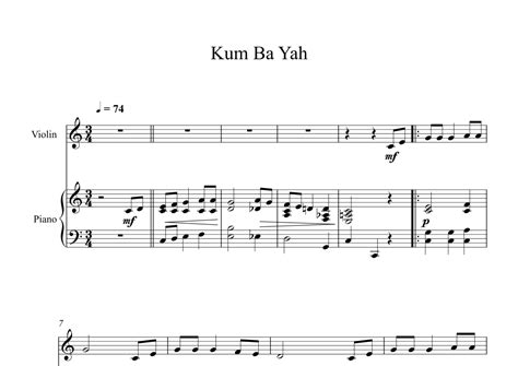 Kum Ba Yah Violin Piano Arr Digital Book Music By Traditional