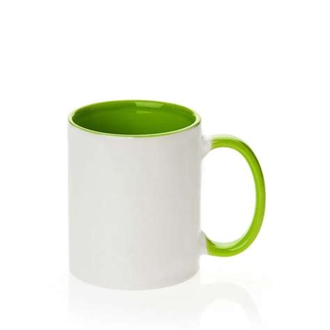 Sublimation Ceramic Inner Handle Light Green Mug AAA GRADE