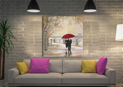 Romantic Paris III, Red Umbrella- Julia Purinton Canvas Wall Art