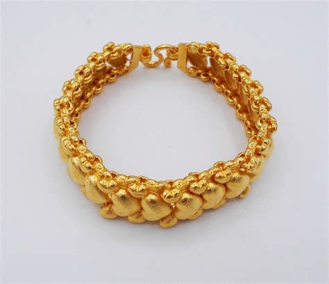 Heart Link K K K Thai Baht Yellow Gold Gp Bracelet Jewelry Women