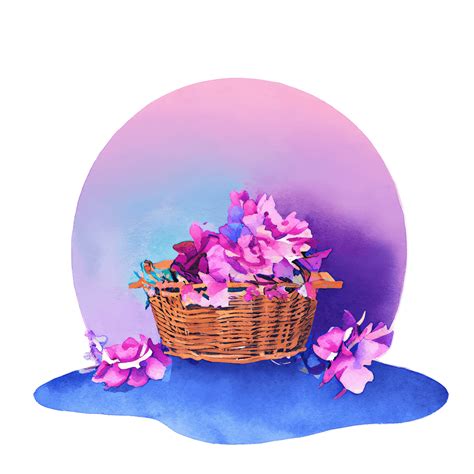 Wines Watercolor Flowers In Basket Hyperrealistic Graphic Creative