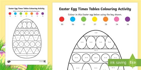 Easter Themed Worksheet Multiplication Colour By Number