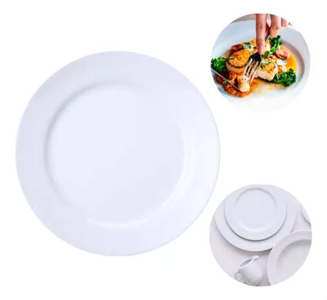 20 platos planos cilíndricos de porcelana blanca Schmidt segunda línea