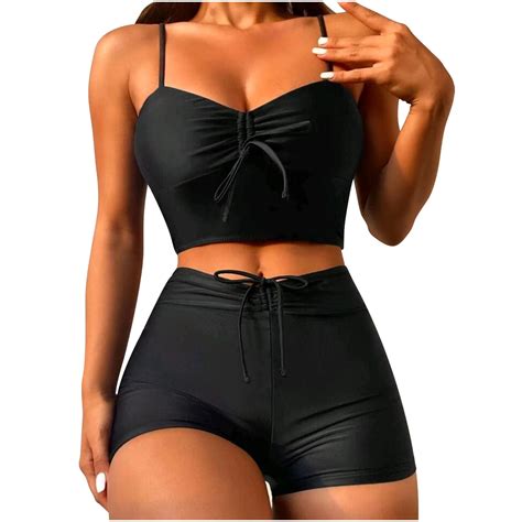 BeAi Black Swimsuit For Women Sexy High Waisted Bikini Sets For Women Trendy Swimwear For Women