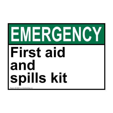 Emergency Sign First Aid And Spills Kit Ansi