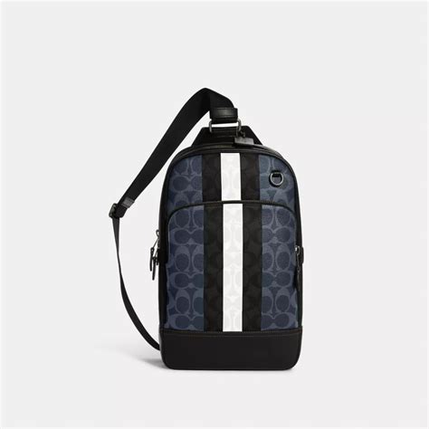 Coach Men Graham Pack In Blocked Signature Canvas With Off