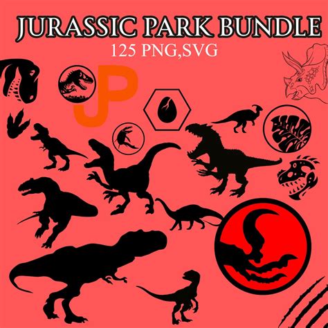 Jurassic Park Bundle Digital Sticker Jurassic Park Template Svg