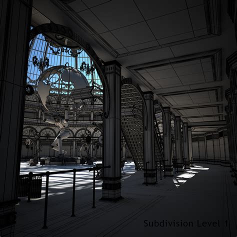 3D old train station interior model - TurboSquid 1636928