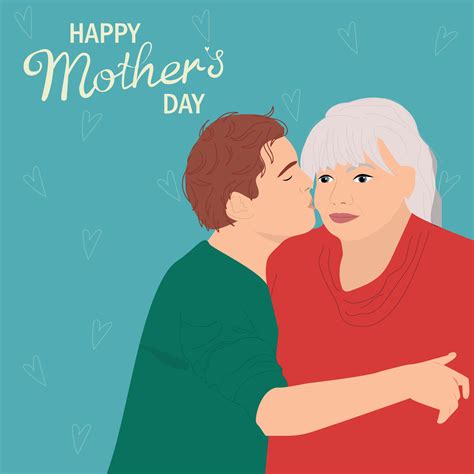 Adult Son Kissing Mother 21998661 Vector Art At Vecteezy