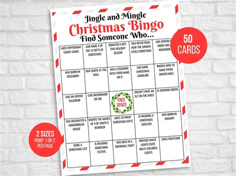 Printable Christmas Find The Guest Bingo Game Find Someone Who Jingle