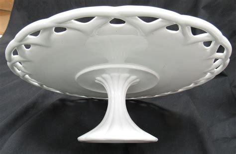 Sold Price Vintage Open Lace Edge Milk Glass Pedestal Cake Plate Stand 14 X 5 Ec February