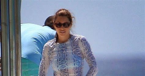 Retro Bikini Jessica Biel Showcases A Blue Bikini Shapes As She Takes To The Ocean In Barbados