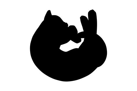 Lying cat black silhouette. Playful cat stencil. Vector illustration ...