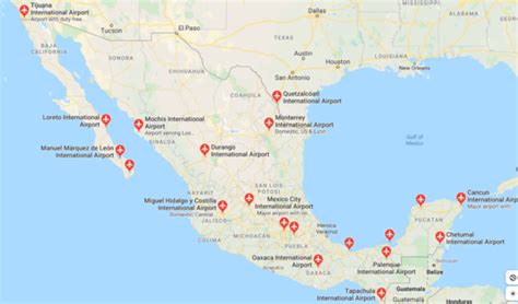 international airports mexico map map