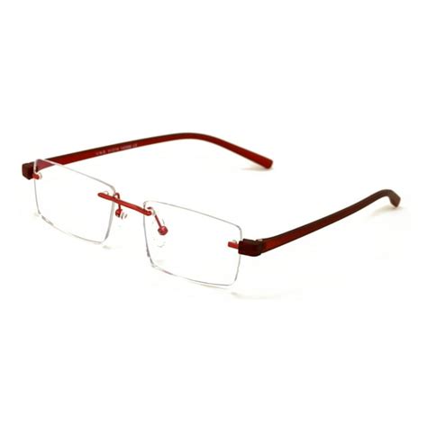 Lightweight Rimless Reading Glasses Metal With Flexible Temple Rectangular Anti Blue Blocker