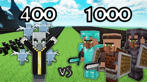 400 Evoker Vs 1000 Guard Villager Minecraft Youtube