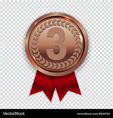 Champion Art Bronze Medal With Red Ribbon Icon Vector Image