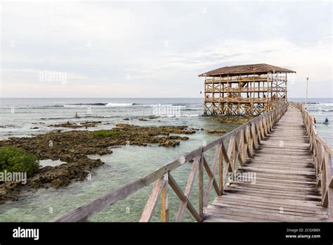 Wooden Structure In Cloud 9 Siargao Island Philippines Stock Photo