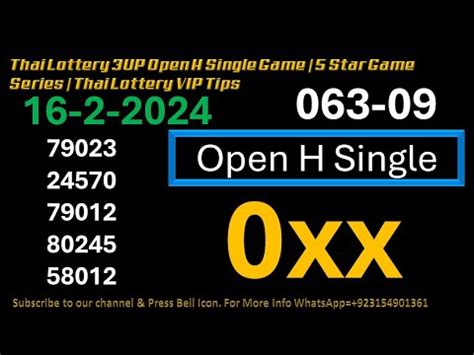 Thai Lottery Up Open H Single Game Star Game Series Thai Lottery