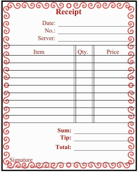 Restaurant Receipt Template For Excel Word Excel Templates