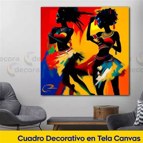 Cuadro Africanas Colores Mujeres Canvas Elegante 60x60