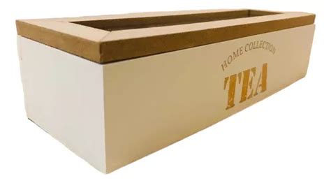 Caja De Te Divisiones Con Tapa De Madera Y Vidrio