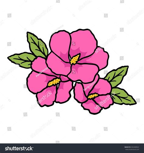 Rose Of Sharon Icon In Cartoon Style Isolated On Royalty Free Stock