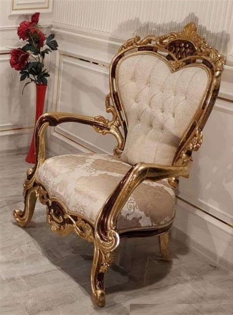 Casa Padrino Fauteuil De Salon Baroque De Luxe Cr Me Marron Or