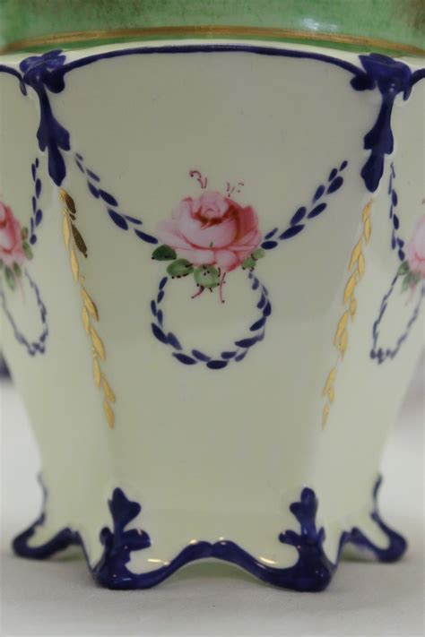 Pair Of Royal Crown Derby Hand Painted And Gilded Vases China Rose