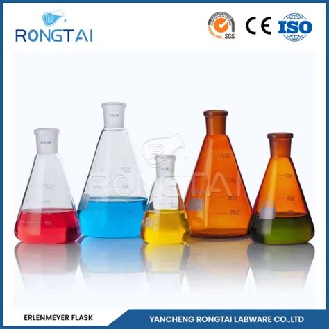 Rongtai Laboratory Glassware Erlenmeyer Flask Manufacturers Glass