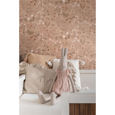 Estahome Behang Veldbloemen Terracotta Roze X Cm