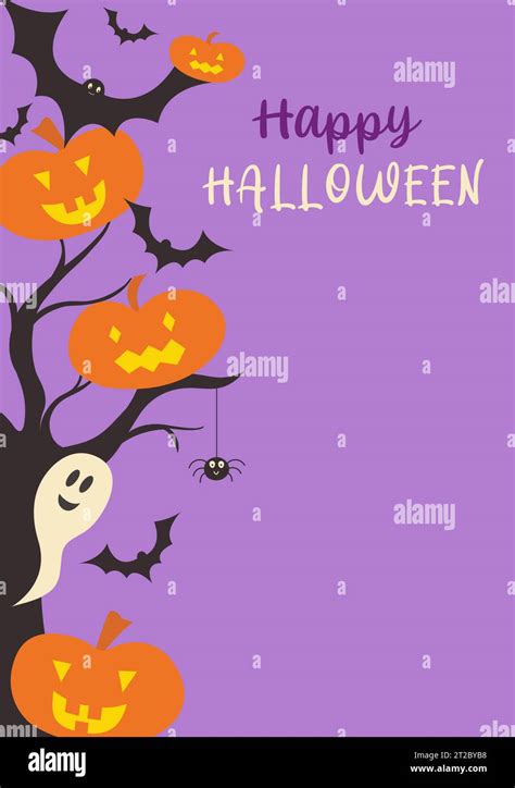 Happy Halloween Greeting Card Or Invitation To A Party With Cute