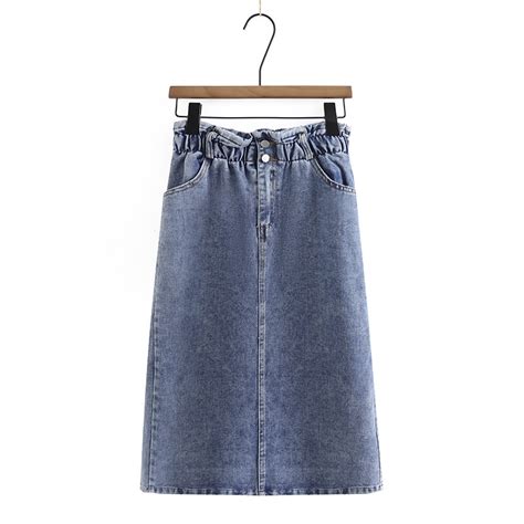 Plus Size Womens Xl 4xl Elastic Waist Denim Skirts Casual Solid Color A Line Female Long All