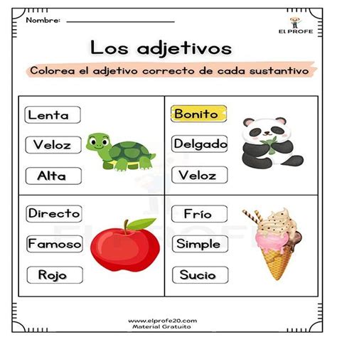 Ejercicios De Adjetivos Para Primaria In 2024 Learning Classroom Grado