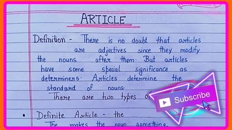 What Is Article Definition Of Article Artical Kise Kahate Hain YouTube