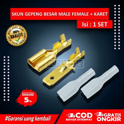 Jual Skun Sekun Gepeng Besar Soket Socket Konektor Kabel Motor Male