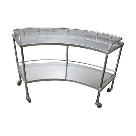 Stainless Steel Silver Curved Surgical Instrument Trolley For Hospital