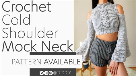 How To Crochet Cold Shoulder Cable Mock Neck Pattern And Tutorial Diy