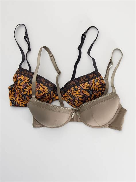 Lot de soutiens gorge Envie de Lingerie kaki noir imprimé Kiabi