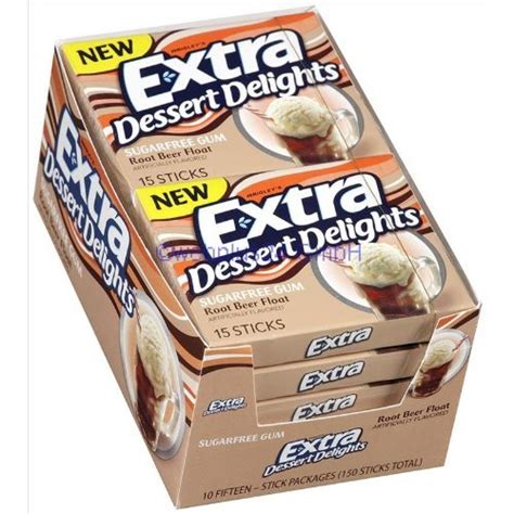 Extra Dessert Delights Sugarfree Gum Root Beer Float Flavored Gum Ten