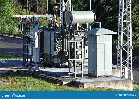 Voltage Transformers In Distribution Substations Stock Image Image Of