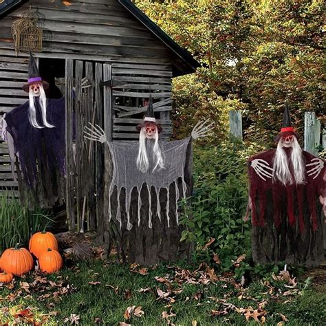 Pack Halloween Outdoor Decorations Hanging Skeleton Ghost Led