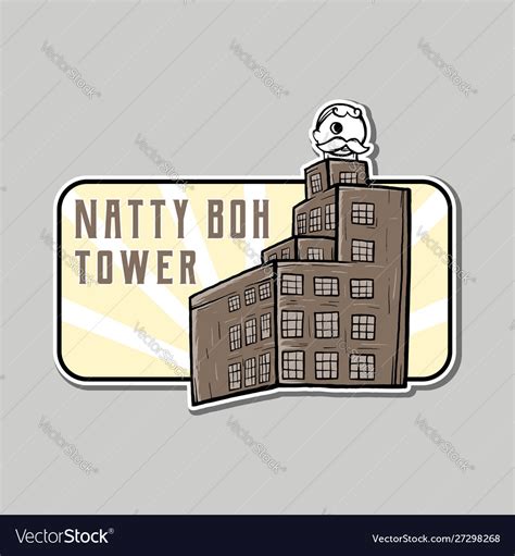 Natty boh tower sticker Royalty Free Vector Image