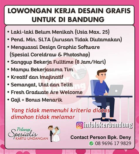 Lowongan Kerja Desain Grafis Pelangi Kartu Undangan Bandung Desember 2019 Info Loker Bandung