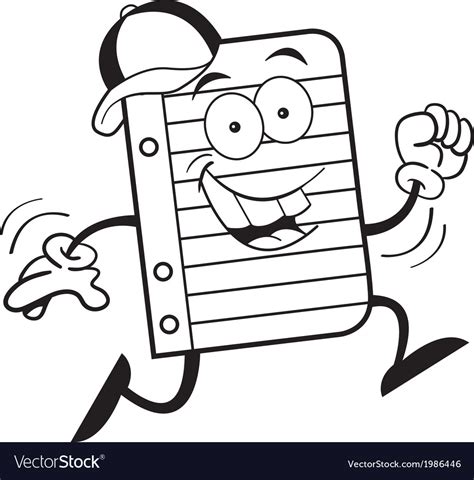 Cartoon notebook paper running Royalty Free Vector Image